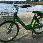 Lime Bikes and Scooters for Shared Transport Options. Here is a Lime bike at Green Lake, Seattle